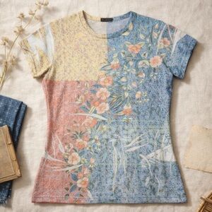 Colorful Floral Patchwork Short Sleeve Tee